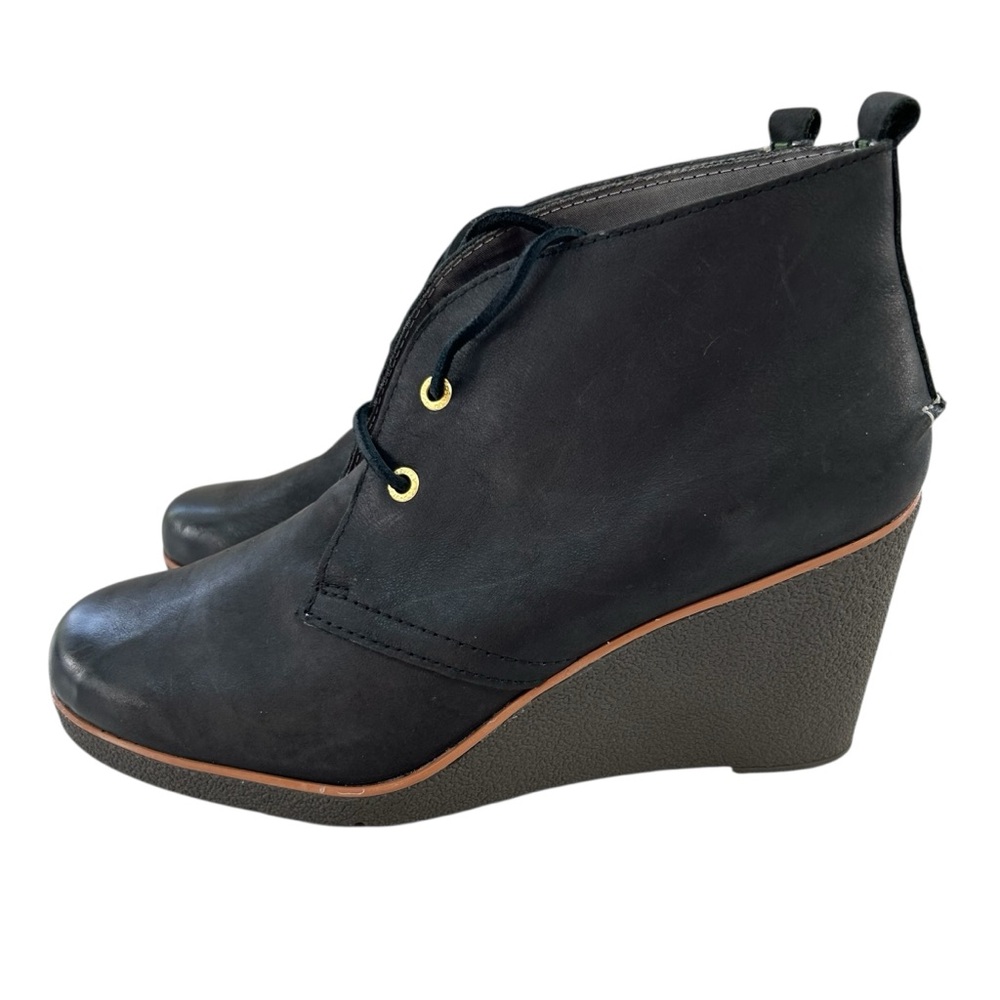 SPERRY Harlow Top-Sider Black Leather Wedge Booties 11